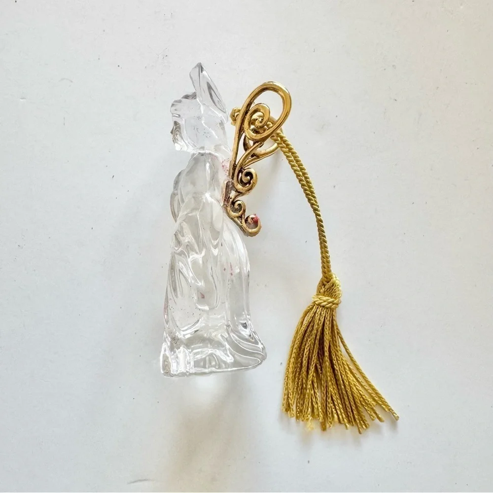 Gorham Crystal Antique Gold Angel Christmas Ornament With Box